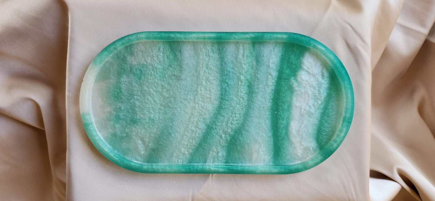 Trinket Tray- Green+White