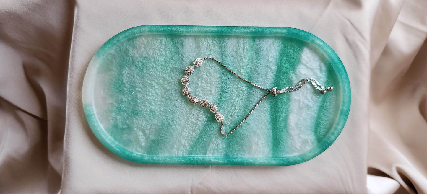 Trinket Tray- Green+White